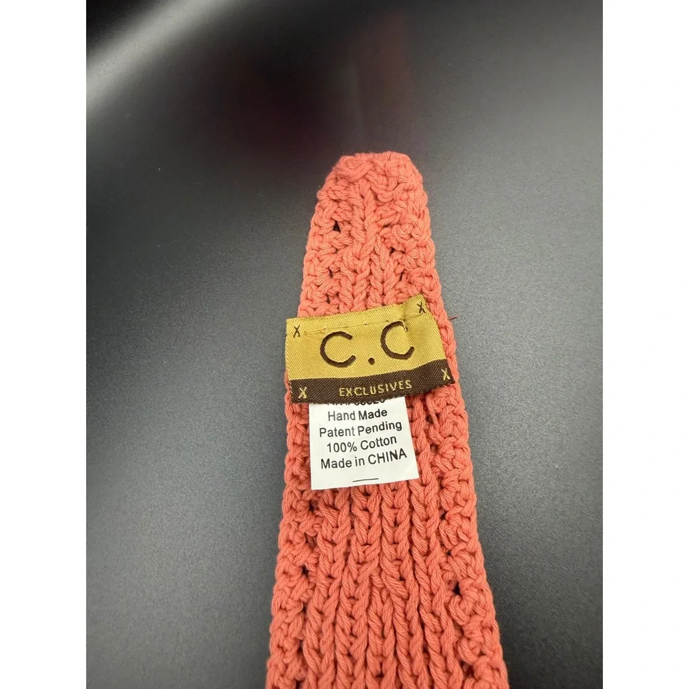 C.C Exclusives Pink Crochet Flower Headband 100% Cotton Ear Warmer Boho